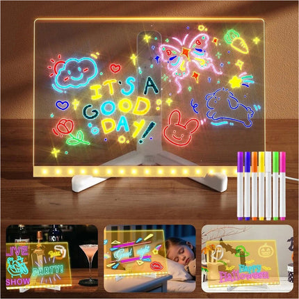 Illuminated Acrylic Message Board with Colorful LED Lights for Christmas Decor 30x20cm