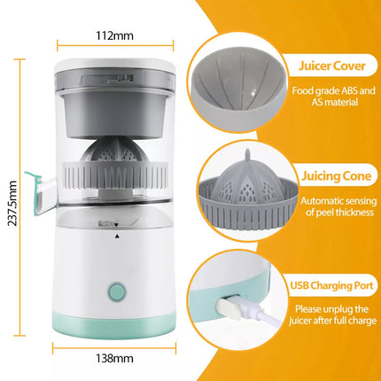 Electric Citrus Hands-Free Juicer USB-Rechargeable Orange Juice Squeezer Machine