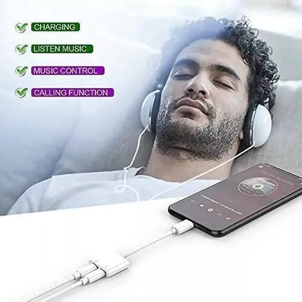For IPhone Jack to 3.5mm Splitter 2 in 1 Adapter to AUX Headphone Charger