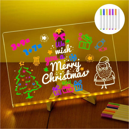 Illuminated Acrylic Message Board with Colorful LED Lights for Christmas Decor 30x20cm