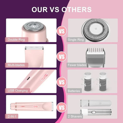 Dual Head Shaver Women, Electric Bikini Trimmer, Wet & Dry Use Hair Removal