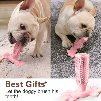 Pink L Size Pet Dog Chew Toy Teeth Cleaning Toothbrush