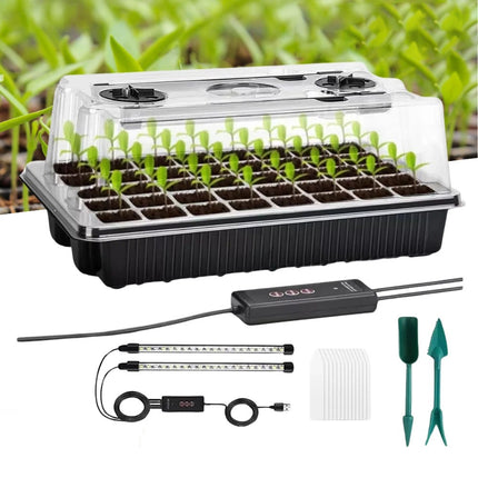 Seed Starter Tray 40 Cells Seedling Starter Kit with Grow Light Seed Germination - Image 1