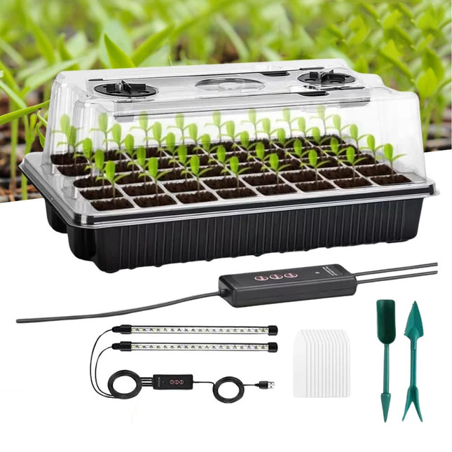 Seed Starter Tray 40 Cells Seedling Starter Kit with Grow Light Seed Germination - Image 1