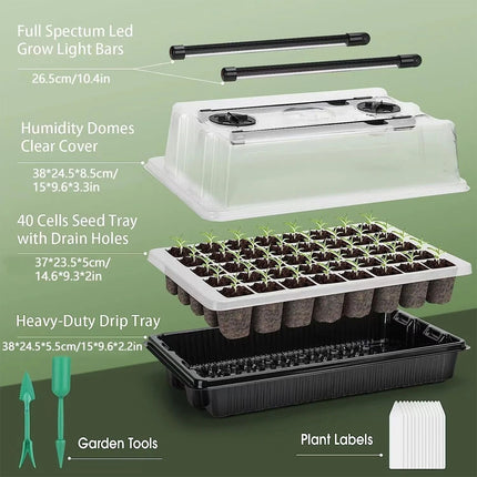 Seed Starter Tray 40 Cells Seedling Starter Kit with Grow Light Seed Germination - Image 2