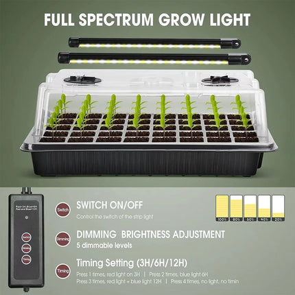 Seed Starter Tray 40 Cells Seedling Starter Kit with Grow Light Seed Germination - Image 3