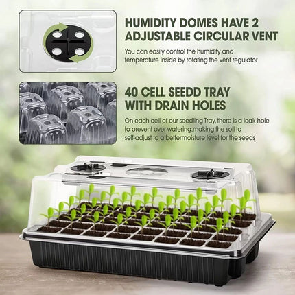Seed Starter Tray 40 Cells Seedling Starter Kit with Grow Light Seed Germination - Image 5