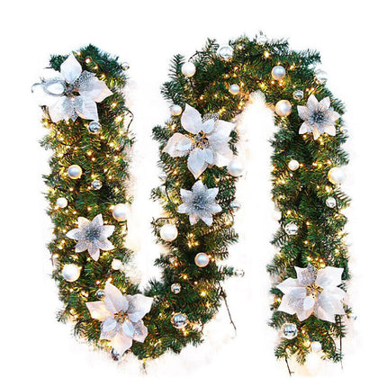 2.7m Christmas LED Garland String Fairy Lights 40cm Xmas Wreath Tree