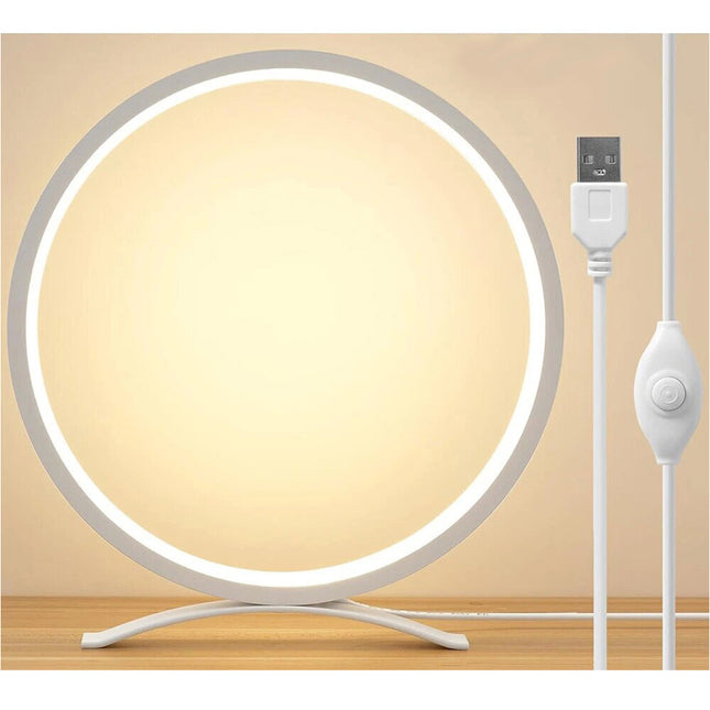 Table Lamp for Bedroom Round Modern USB LED Bedside Lamps Dimmable Night Light - Image 1