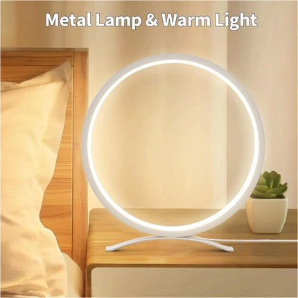 Table Lamp for Bedroom Round Modern USB LED Bedside Lamps Dimmable Night Light - Image 3