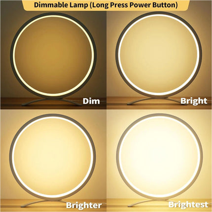 Table Lamp for Bedroom Round Modern USB LED Bedside Lamps Dimmable Night Light - Image 5