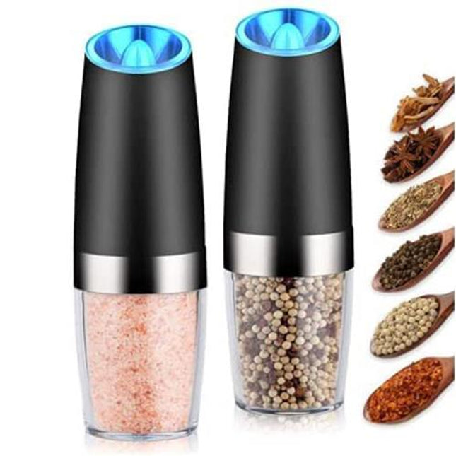 Twin Pack Electric Salt & Pepper Grinder Mills Shakers Black - Image 1