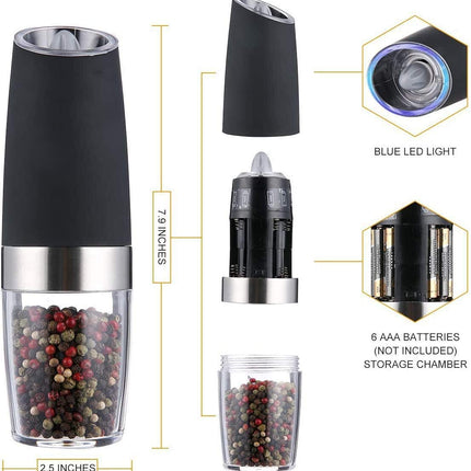 Twin Pack Electric Salt & Pepper Grinder Mills Shakers Black - Image 2