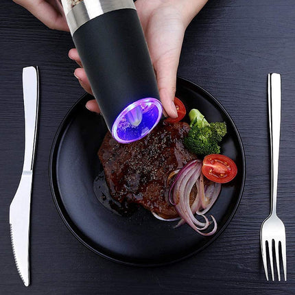 Twin Pack Electric Salt & Pepper Grinder Mills Shakers Black - Image 4