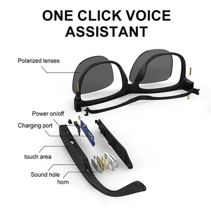 Smart Glasses Headset Wireless Bluetooth Sunglasses Outdoor Sport Music Call Black