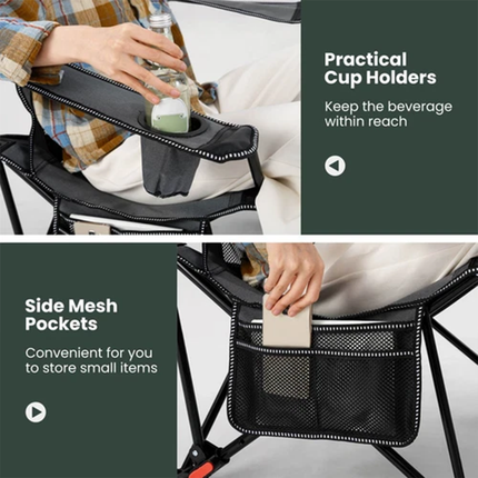 2 in 1 Folding Camping Lounge Chair with Detachable Footrest for Fishing Picnics