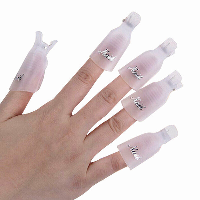 10pcs Art Soak Off Clip Cap Nail Plastic Remover Transparent Splendid&Co.
