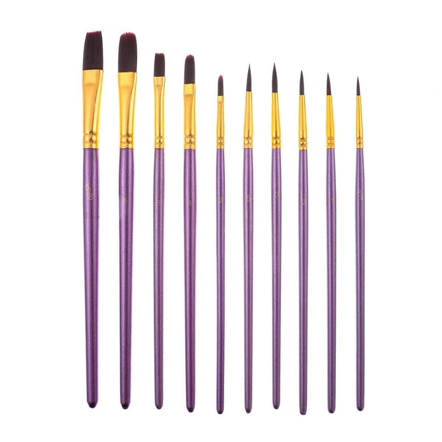 10pcs Artist Paint Brushes Value Pack Purple Splendid&Co.