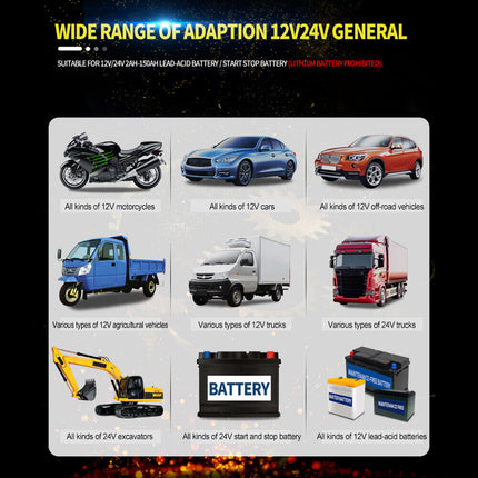 8A 12V 24V Car Battery Charger LCD Trickle Smart Repair Motorcycle Caravan Boat