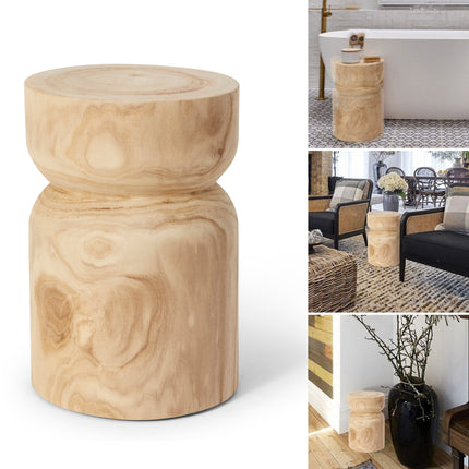 Artistic Home Decoration Round Timber Stool Natural Wooden Display Karlo Stool
