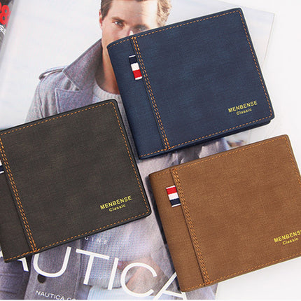 Blue Credit Card Holder Men's Money Cash Wallet Clip RFID Blocking