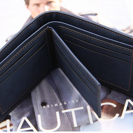 Blue Credit Card Holder Men's Money Cash Wallet Clip RFID Blocking