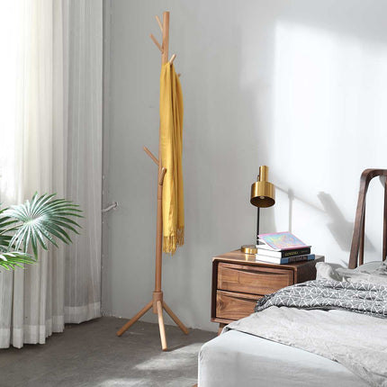 176cm Coat Hat Rack Stand Natural Solid Wood - Image 3