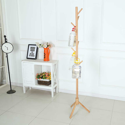 176cm Coat Hat Rack Stand Natural Solid Wood - Image 4