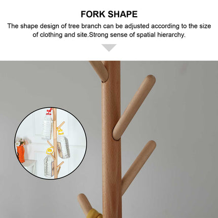 176cm Coat Hat Rack Stand Natural Solid Wood - Image 6