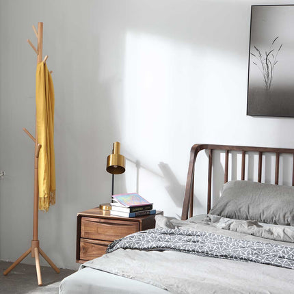 176cm Coat Hat Rack Stand Natural Solid Wood - Image 8