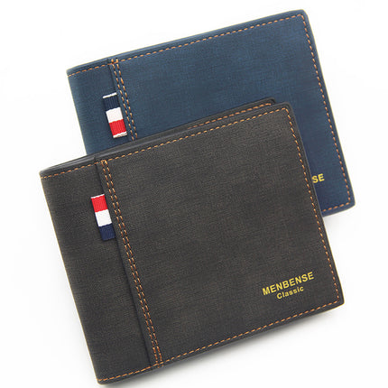 Blue Credit Card Holder Men's Money Cash Wallet Clip RFID Blocking