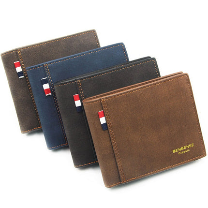 Blue Credit Card Holder Men's Money Cash Wallet Clip RFID Blocking