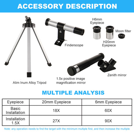 18x - 90x Astronomical Telescope With Tripod #F36050 Splendid&Co.