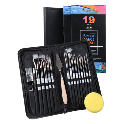 19Pcs Artist Paint Brushes Set Watercolour Acrylic Oil Painting Sponge Brush Splendid&Co.