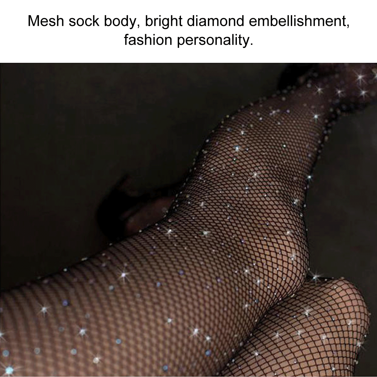 New Women Crystal Rhinestone Fishnet Net Mesh Socks Stockings Tights  Pantyhose