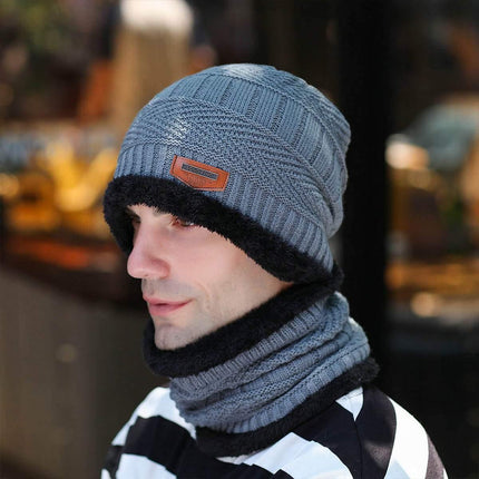 2 in 1 Men Winter Beanie Scarf Kit Grey Splendid&Co.