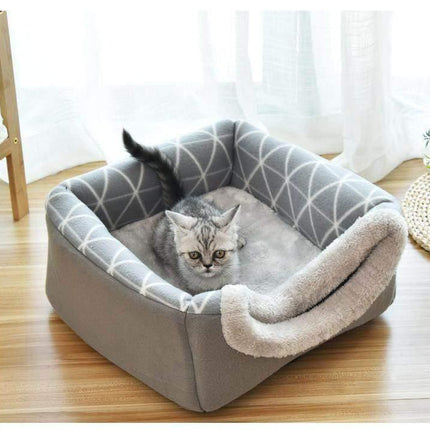2 In 1 Comfy Folding Pet Dog Cat House Kennel Coffee - Image 3