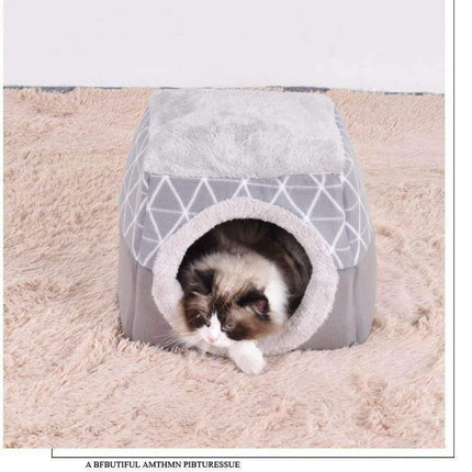 2 In 1 Comfy Folding Pet Dog Cat House Kennel Coffee - Image 4