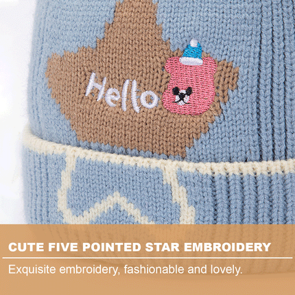 2 Pcs Orange Winter Warm Beanie Hats Bib Set Knitted Boys Girls Scarves - Image 4