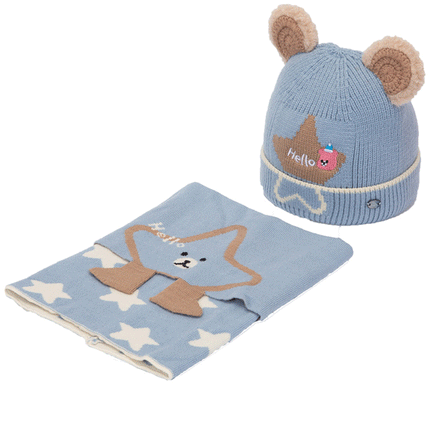 2 Pcs Orange Winter Warm Beanie Hats Bib Set Knitted Boys Girls Scarves - Image 8