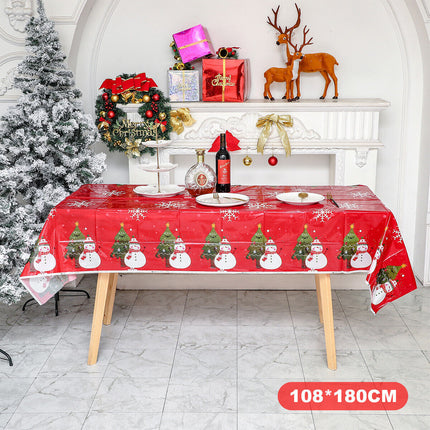 2 x Christmas Tablecloth Table Rectangle Cover Red Snowman Splendid&Co.