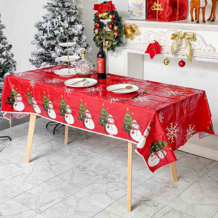 2 x Christmas Tablecloth Table Rectangle Cover Red Snowman Splendid&Co.
