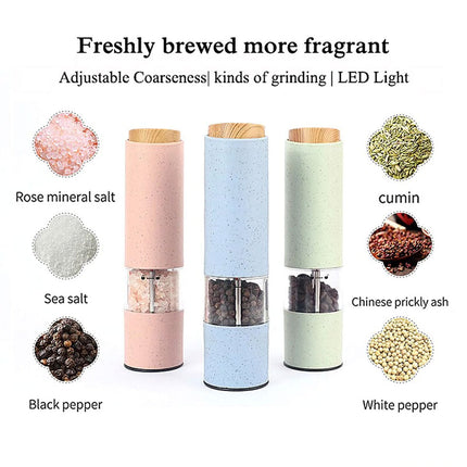 2Pcs Electric Salt & Pepper Grinder Mills With Holder - Pink Splendid&Co.