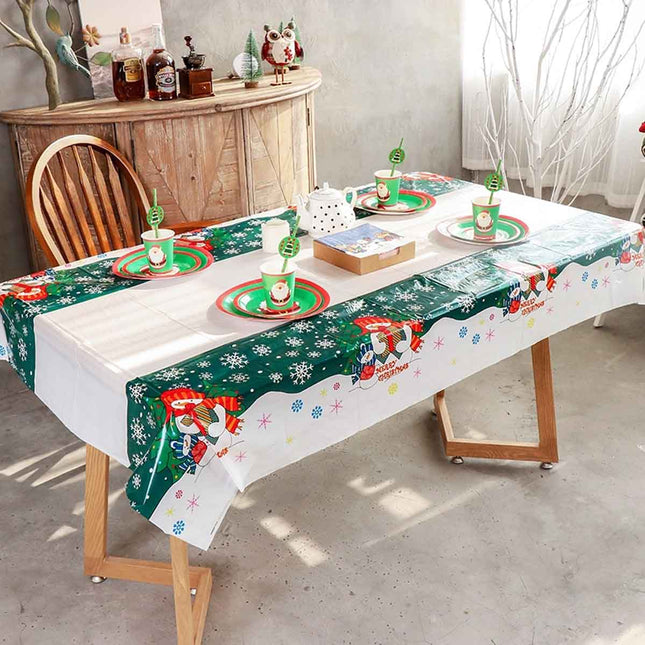 2packs Christmas Tablecloth Table Rectangle Cover Blue Snowman Splendid&Co.