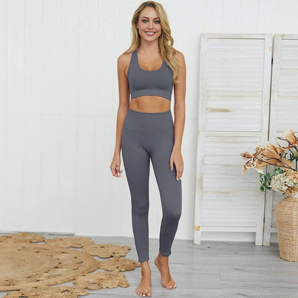 2pc Women Seamless Yoga Gym Pant Suits - Image 2