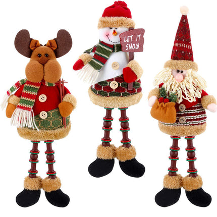 3PCS Christmas Sitting Santa Snowman Reindeer Christmas Long Legs Doll Splendid&Co.