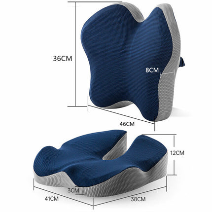 Ergonomic Office Car Chair Seat Cushion and Lumbar Support Pillow Combo Set