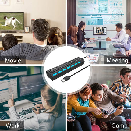 4/7 Port Multi USB 2.0 Hub High Speed Slim Compact Expansion Splendid&Co.