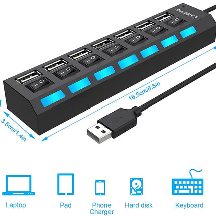 4/7 Port Multi USB 2.0 Hub High Speed Slim Compact Expansion Splendid&Co.