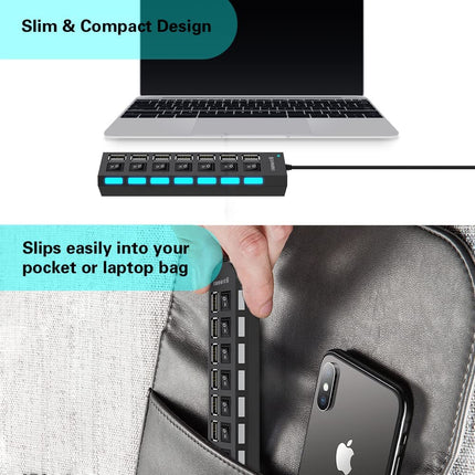 4/7 Port Multi USB 2.0 Hub High Speed Slim Compact Expansion Splendid&Co.